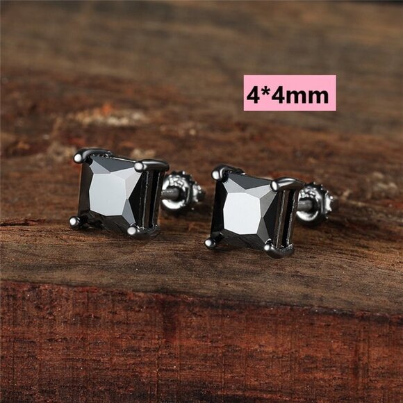 4MM S925 Sterling Silver CZ Stud Earrings for Women/Girl, US19251020 - Picture 1 of 14
